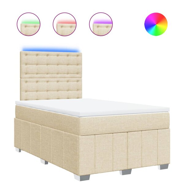 vidaXL Sommier à lattes de lit avec matelas Crème 120x200 cm Tissu