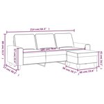 vidaXL Canapé à 3 places avec repose-pieds Crème 180 cm Tissu