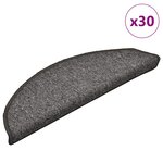 vidaXL Tapis d'escalier 30 pièces 56 x 17 x 3 cm Gris foncé Demi-rond
