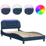 vidaXL Cadre de lit avec LED sans matelas Hvar bleu 100x200 cm tissu
