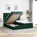 vidaXL Cadre de lit ottoman avec matelas vert foncé 200x200 cm velours
