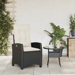 vidaXL Chaise inclinable de jardin avec coussins noir résine tressée