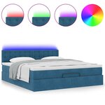 VidaXL Cadre de lit ottoman avec matelas bleu foncé 180x200 cm velours