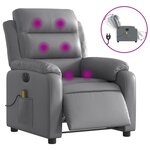 vidaXL Fauteuil de massage inclinable électrique gris similicuir
