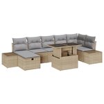 vidaXL Ensemble de canapé de jardin 8 pièces Beige Rotin