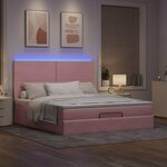 vidaXL Cadre de lit ottoman avec matelas rose 160x200 cm velours