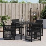vidaXL Chaises de jardin lot de 4 avec coussins noir résine tressée