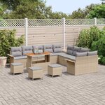 vidaXL Ensemble de canapé de jardin 14 Pièces Beige polyrotin