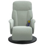 vidaXL Fauteuil inclinable de massage repose-pied gris clair velours