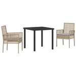 vidaXL Ensemble de salle à manger pour jardin 3 Pièces Beige Poly rotin