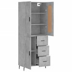 vidaXL Buffet haut Gris béton 69 5x34x180 cm Bois d'ingénierie
