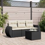 vidaXL Salon de jardin 4 Pièces avec coussins noir résine tressée