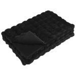 vidaXL Couverture en Fourrure de Lapin Synthétique Olite Noir