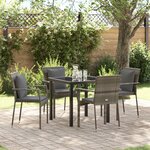 vidaXL Ensemble de salle à manger de jardin de 5 pièces avec coussins gris poly rotin