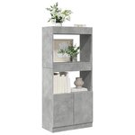 vidaXL Buffet haut gris béton 63x33x140 cm bois d'ingénierie