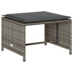 vidaXL Salon de jardin 5 Pièces avec coussins empilable gris polyrotin