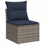 vidaXL Salon de jardin 8 Pièces avec coussins gris résine tressée