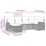 vidaXL Ensemble de canapé de jardin avec coussin 6 Pièces Noir polyrotin