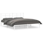 vidaXL Cadre de lit métal avec tête de lit blanc 183x213 cm