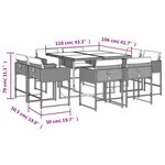 vidaXL Ensemble à manger de jardin 9Pièces coussins noir résine tressée
