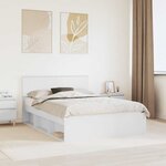 vidaXL Cadre de lit Blanc 160 x 200 cm Bois d'ingénierie