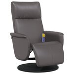 vidaXL Fauteuil inclinable de massage repose-pieds gris similicuir