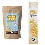 DIY encens - 100 Bâtonnets nus en bambou + Poudre Patchouli Tendre