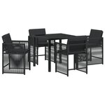 vidaXL Ensemble de 5 Pièces de Salle à Manger de Jardin avec Coussins en Noir et Rattan Poly