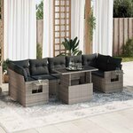 vidaXL Salon de jardin 8 Pièces avec coussins gris résine tressée
