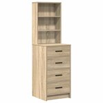 vidaXL Table de Toilette avec tiroir 3 Pièces Marron Bois d'ingénierie