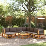 vidaXL Salon de jardin avec coussins 9 Pièces bois massif d'acacia