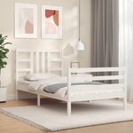 vidaXL Cadre de lit et tête de lit blanc 100x200 cm bois massif