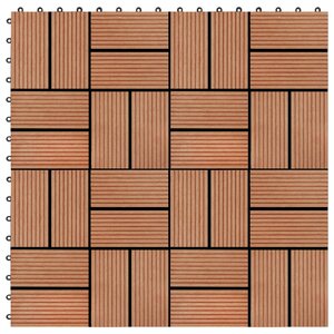 vidaXL Carreau de terrasse 11 Pièces WPC 30 x 30 cm 1 m² Couleur Teck