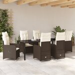 vidaXL Ensemble de salle à manger de jardin 7 pièces avec coussins en poly rotin marron