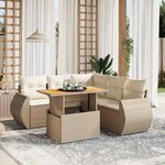 vidaXL Salon de jardin avec coussins 6 Pièces beige résine tressée