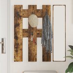 vidaXL Porte-manteau mural avec stockage Chêne fumé 65 x 3 x 100 cm