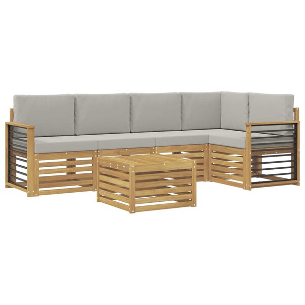 vidaXL Ensemble de canapés d'extérieur 6 pc Blanc et gris clair