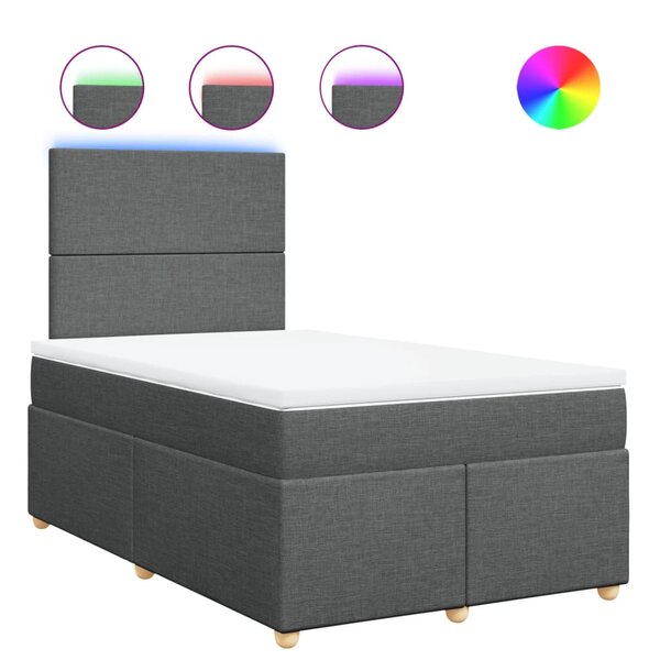 vidaXL Sommier à lattes de lit avec matelas gris foncé 120x190cm tissu