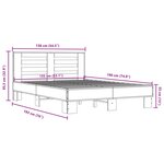 vidaXL Cadre de lit sonoma gris 135x190 cm bois d'ingénierie et métal