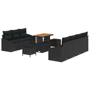 vidaXL Ensemble de canapé de jardin 10 Pièces Noir 90 x 55 x 71 cm