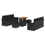 Ensemble de 9 pièces en rotin poly noir acacia