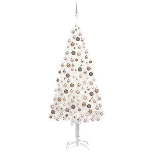 vidaXL Arbre de Noël artificiel pré-éclairé et boules blanc 210 cm