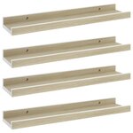 vidaXL Étagères murales 4 Pièces blanc et chêne sonoma 40x9x3 cm