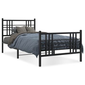 vidaXL Cadre de lit métal sans matelas et pied de lit noir 100x200 cm