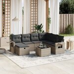 vidaXL Salon de jardin 8 Pièces avec coussins gris résine tressée