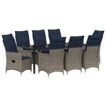 Ensemble de Salle à Manger de Jardin 9 Pièces avec Coussins en Rattan Poly