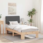 vidaXL Cadre de lit avec tête de lit rembourrée Gris foncé 75 x 190 cm