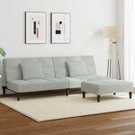 vidaXL Canapé-lit à 2 places avec repose-pied gris clair velours