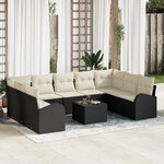 vidaXL Ensemble de canapés de jardin 9 pièces avec coussins brun en rattan synthétique