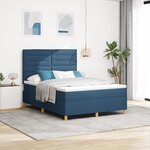 vidaXL Lit Box Spring avec Matelas Bleu 140x200 cm Tissu